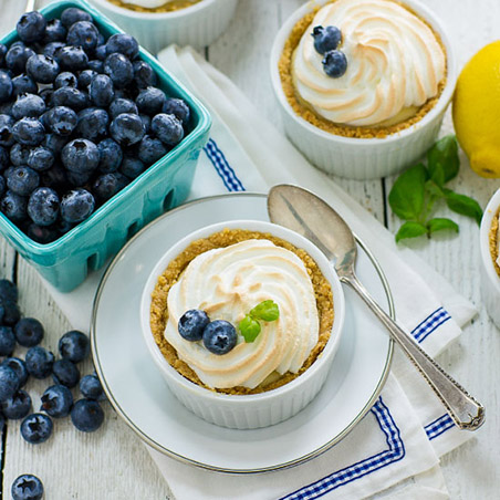 blueberry and basil lemon meringue pies